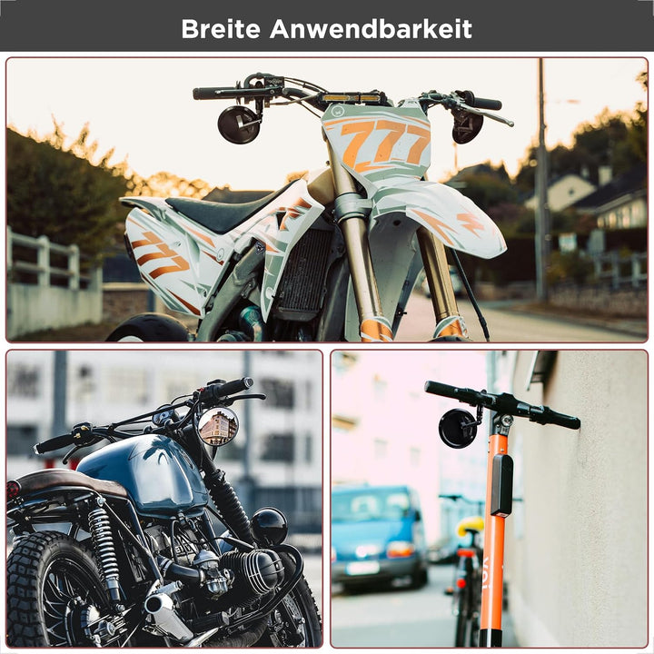 evermotor Unterlenker Spiegel, Motorrad Spiegel E-geprüft, Paar | CNC Aluminium Lenkerendenspiegel,
