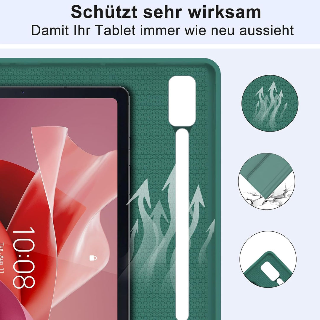 Hülle mit Tastatur für Lenovo Tab P12 12,7" (2023 TB370FU) - Deutsche QWERTZ Tastatur, Bluetooth 5.0