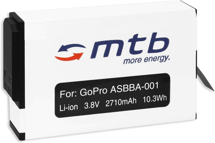 Ersatz-Akku + Dual-Ladegerät (USB) für GoPro Fusion [ersetzt GoPro ASBBA-001/2710 mAh / 3.8V / Li-Io