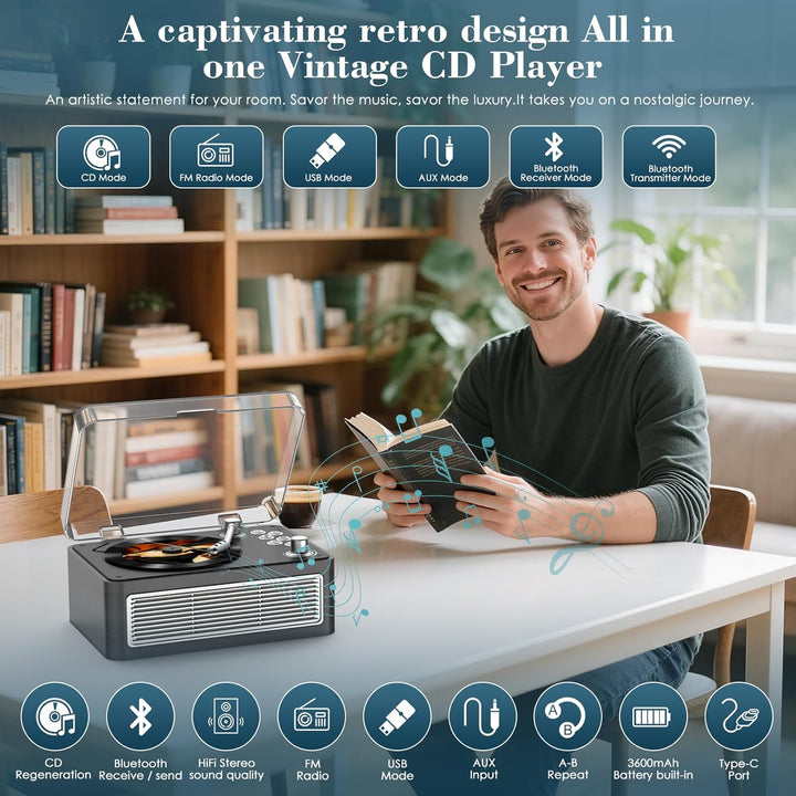 CD Player Tragbar Bluetooth: Kegaudio Radio mit CD-Player Tragbarer mit Lautsprecher Fernbedienung U