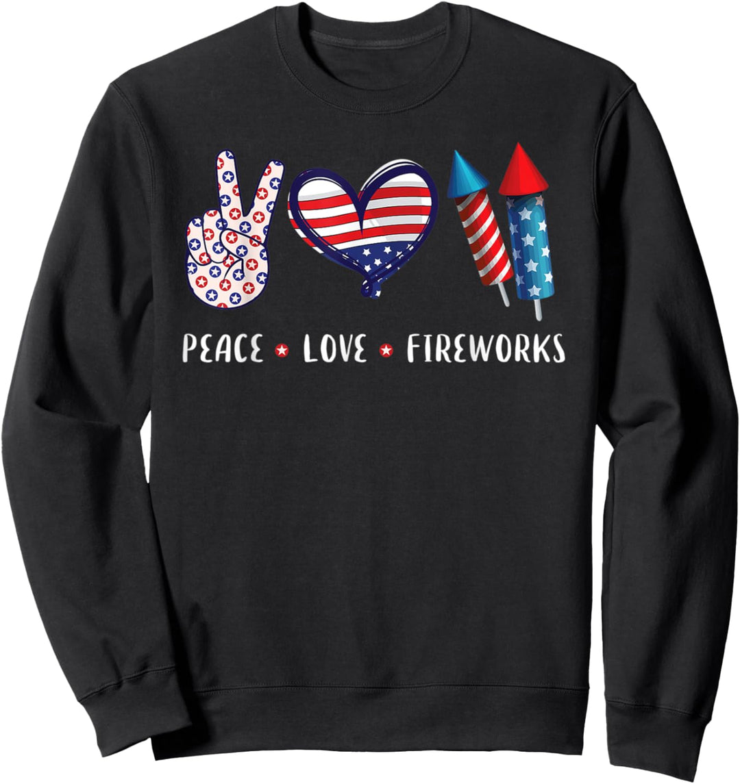 PEACE LOVE FIREWORKS Shirt 4. Juli Feiergeschenk Sweatshirt