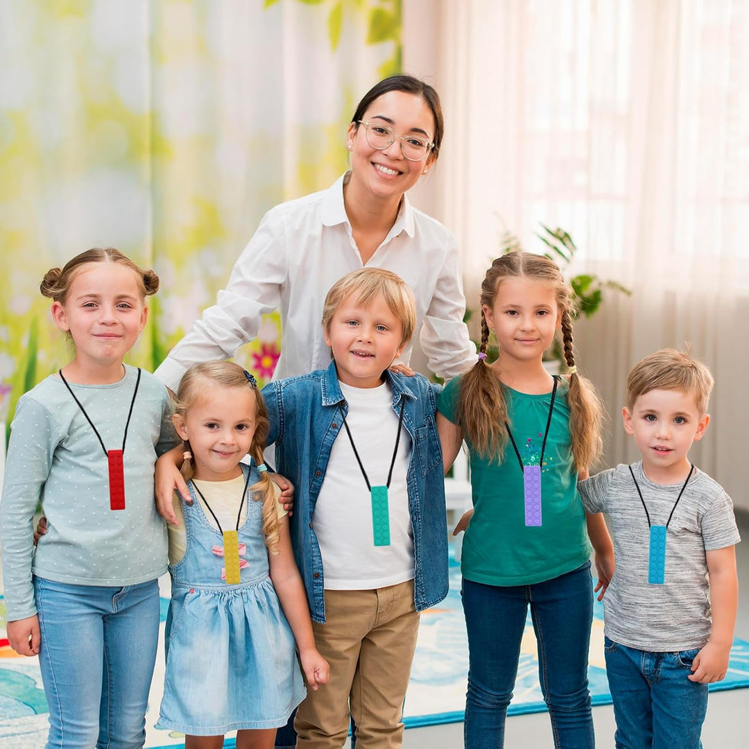 7 Pack Kauen-Halsketten für sensorische Kinder，Kauspielzeug für autistische Kinder，Oralmotorischer B