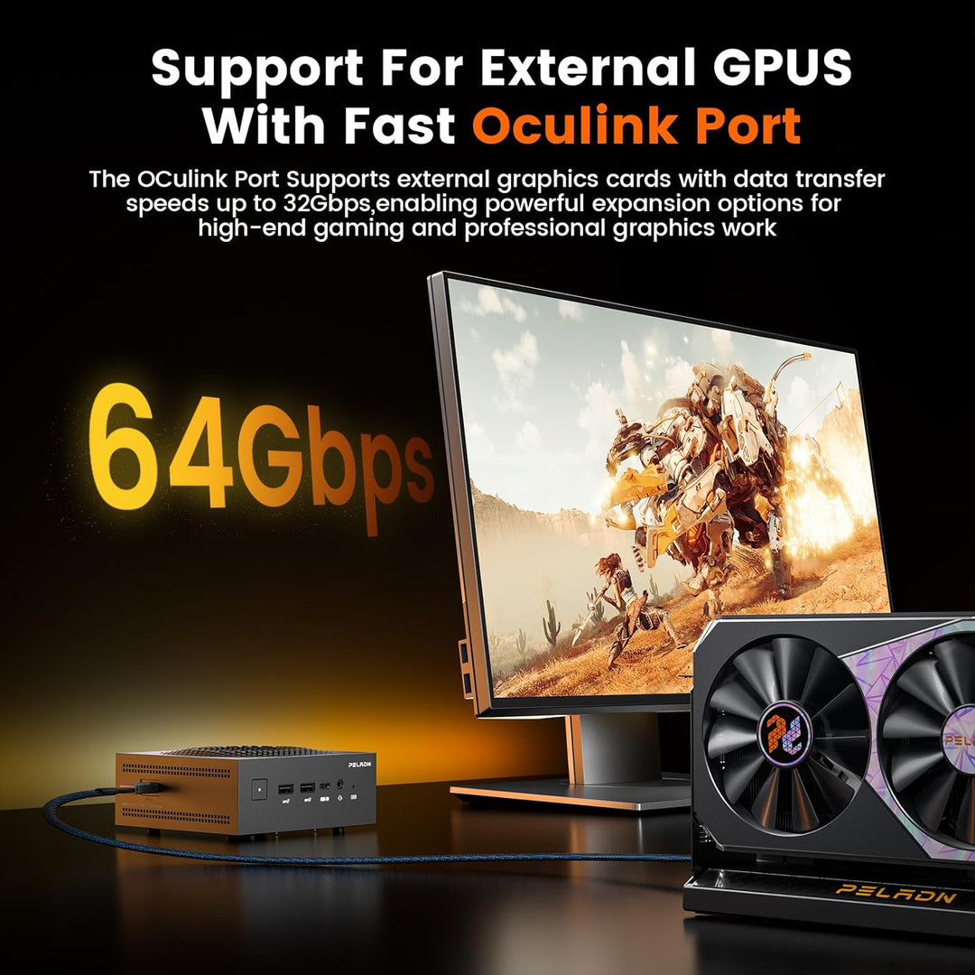 PELADN Mini PC, Ryzen AI 9 HX 370, 24GB LPDDR5X/1TB PCIe 4.0 SSD, Dual 2.5G LAN, USB4 20Gbps Type-C/