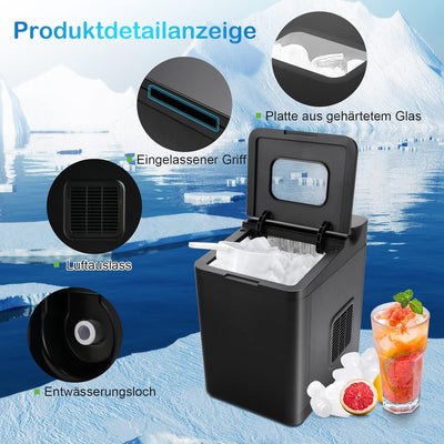 GOPLUS Elektrischer Eiswürfelzubereiter, Ice Maker 12kg/24H, Tragbare kompakte Eismaschine mit Selbs