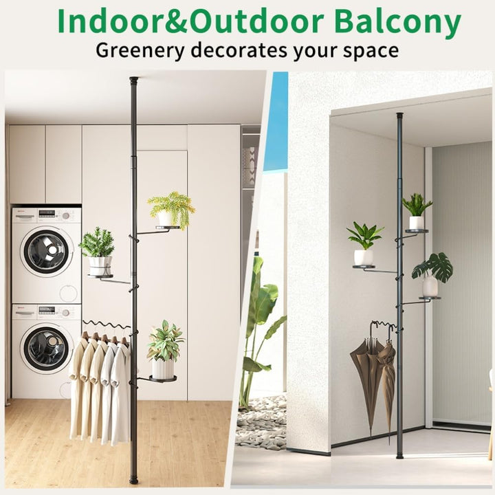 BAOYOUNI 4 Ebenen Teleskop Blumenregal, Pflanzenständer Indoor aus Kohlenstoffstahl, Höhenverstellba