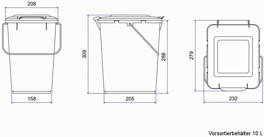plasteo/Weber Bio Boy 10 Liter mit Deckel und Henkel – Grau – Langlebig und leicht Abwaschbar – Als
