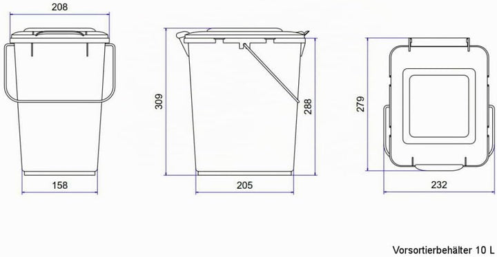 plasteo/Weber Bio Boy 10 Liter mit Deckel und Henkel – Grau – Langlebig und leicht Abwaschbar – Als