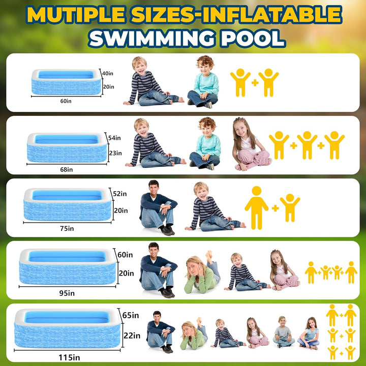 CACSPS Aufblasbare Schwimmbecken, 200 x 132 x 51 cm, Grosses aufblasbares Pool für Kinder und Erwach