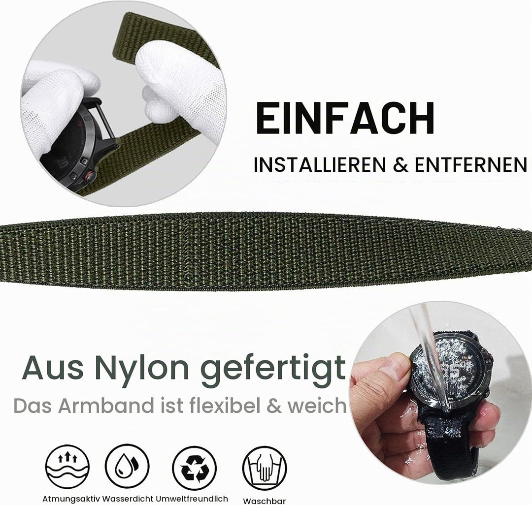 YOOSIDE 22mm Loop Nylon Armband für Garmin EPIX Pro 47mm / Fenix 6 / Fenix 5 / Fenix 7, Ultraleichte