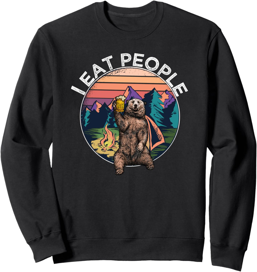 I hate and eat people bear camping hiking trekking vintage Sweatshirt