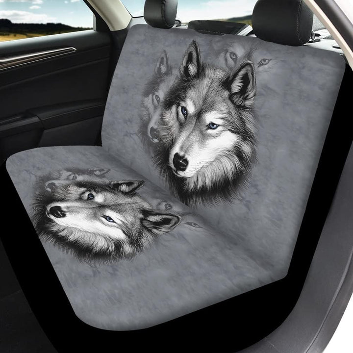 chaqlin Grey Wolf Print Autositzbezüge + Rückenlehnenbezug hinten hinten Bankbezug hinten Autositzbe