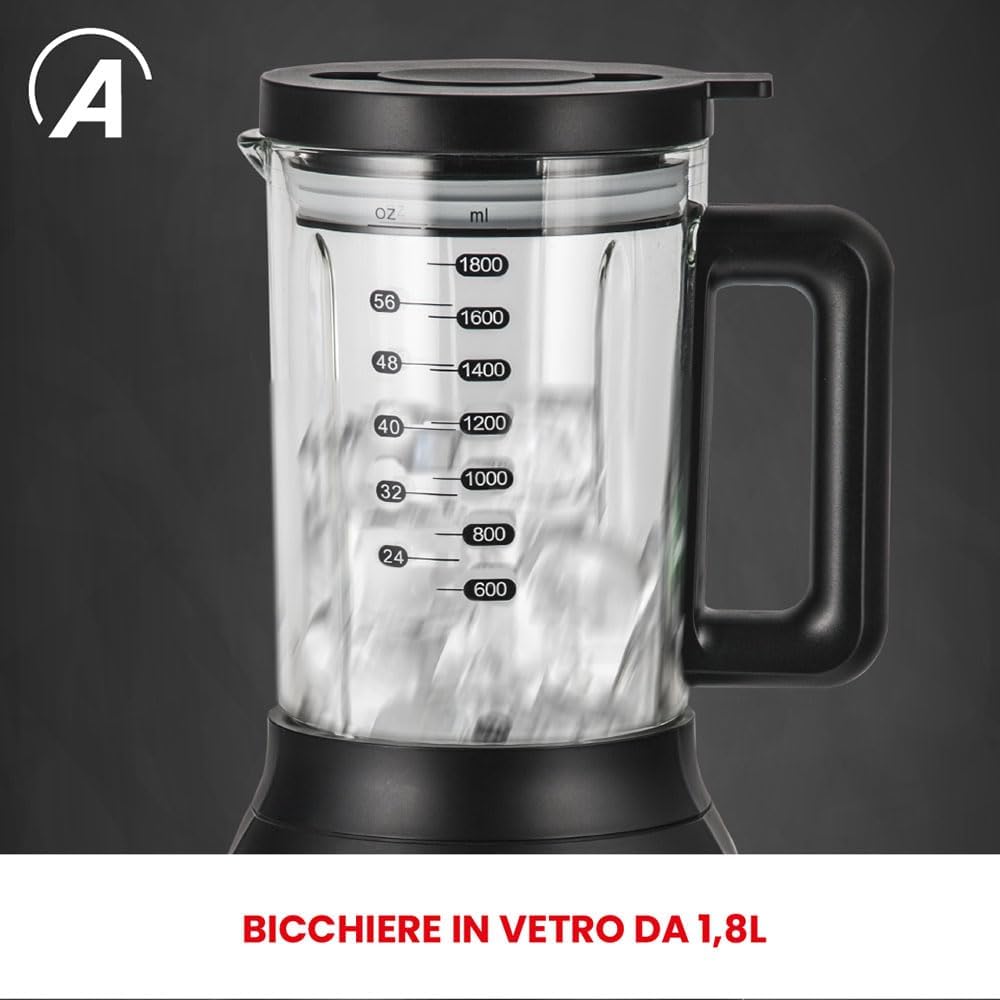 Ardes - ARFRUL01 POSEIDON Standmixer mit hoher Geschwindigkeit, 6 Klingen aus Edelstahl mit Glasbech