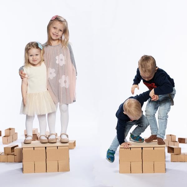 Gigi Bloks 200 Teile XXL Bausteine Aus Pappe Set, Grosse Bausteine Für Kinder Mit Verriegelungssyste