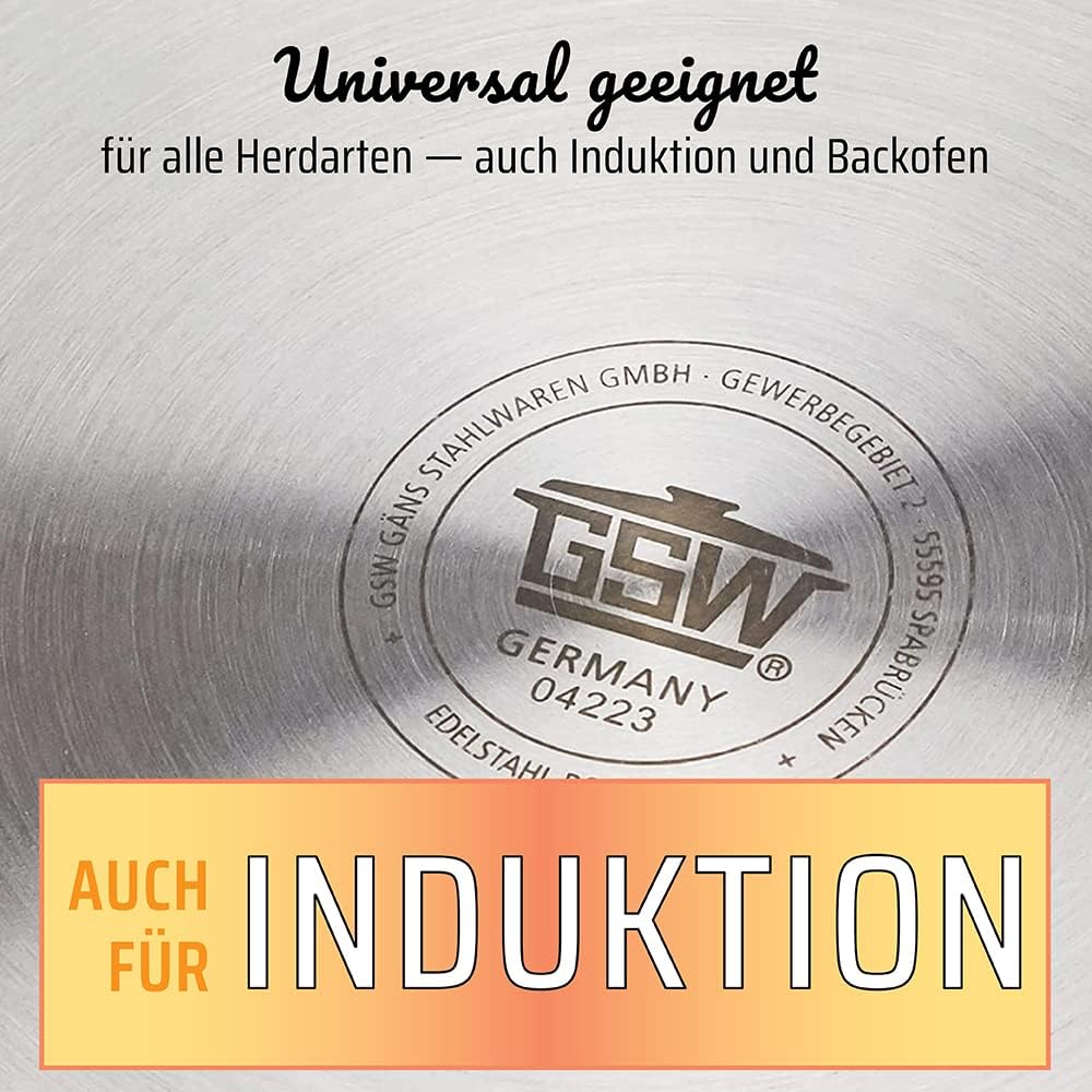 GSW 643474 Profi Jumbotopf mit Glasdeckel 30x28cm / ca. 20,0 Liter, Edelstahl, Silber, 30 cm , 1er P