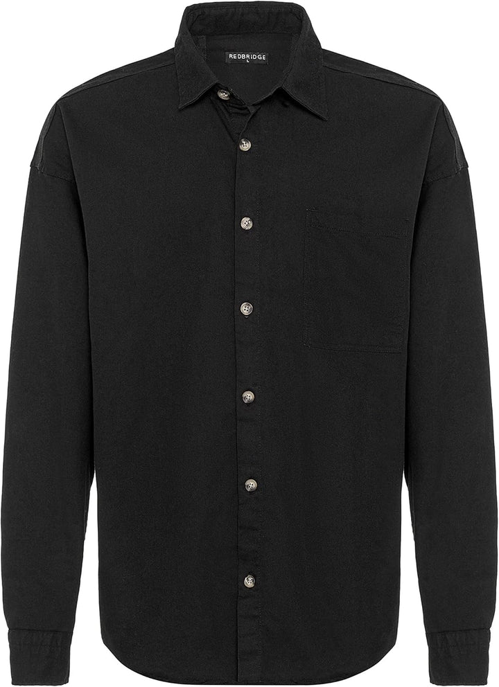 Red Bridge Herren Hemd Jeanshemd Premium Denim Oversized Wide Cut M Schwarz, M Schwarz