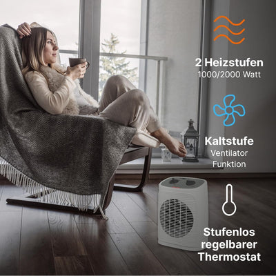 Clatronic® Heizlüfter inkl. Ventilatorfunktion | elektrische Heizung mit stufenlosem regelbarem Ther