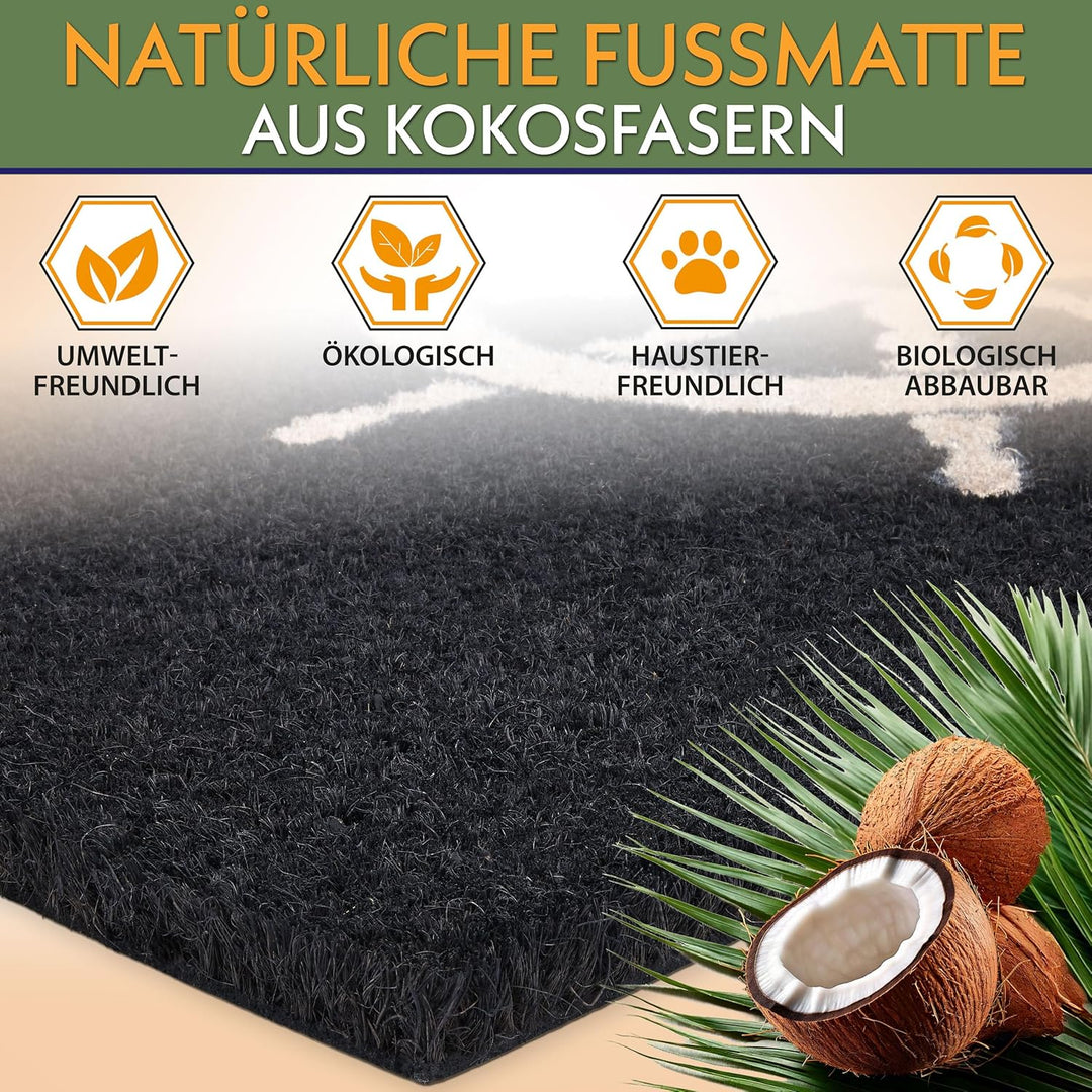 BRUBAKER Fussmatte für Aussen und Innen - Steuerrad Blau Weiss - 45 x 75 cm Schmutzfangmatte aus Kok