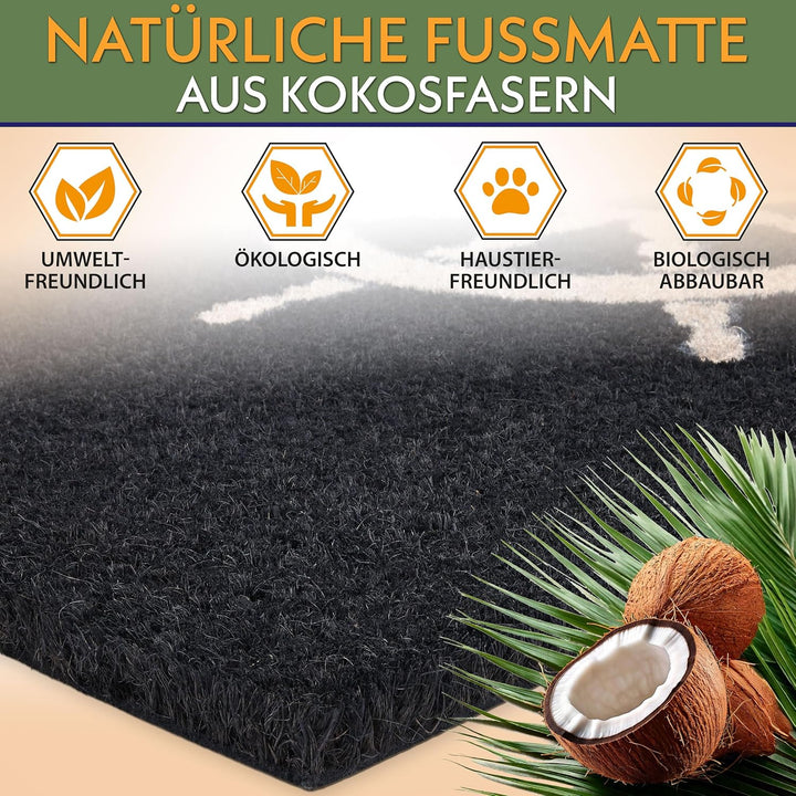 BRUBAKER Fussmatte für Aussen und Innen - Steuerrad Blau Weiss - 45 x 75 cm Schmutzfangmatte aus Kok