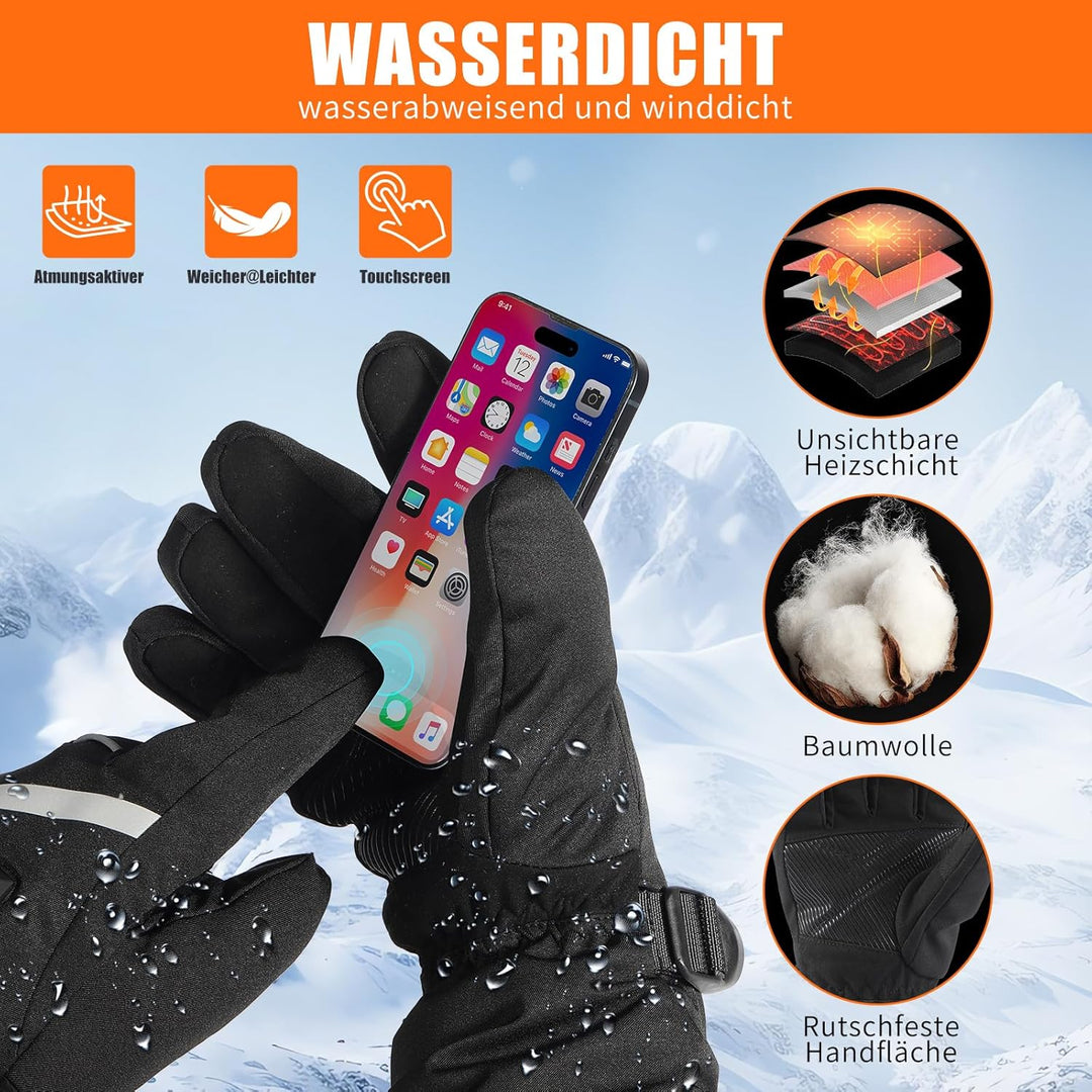 LOTTBUTY Beheizbare Handschuhe 2023 Upgrade,Beheizte Handschuhe Herren Damen mit 7.4V/2×5000mAh Wied