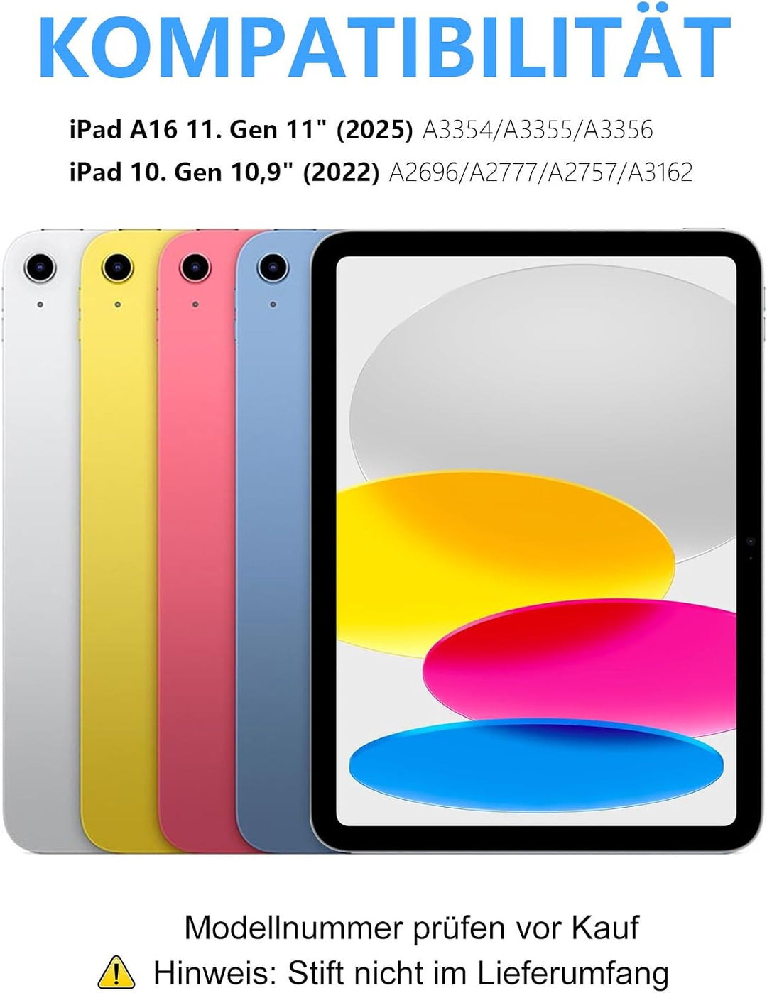 Hülle mit Tastatur für iPad 11. Gen A16 (2025) & 10. Gen (2022), Deutsch QWERTZ, 7-Farben Beleuchtun