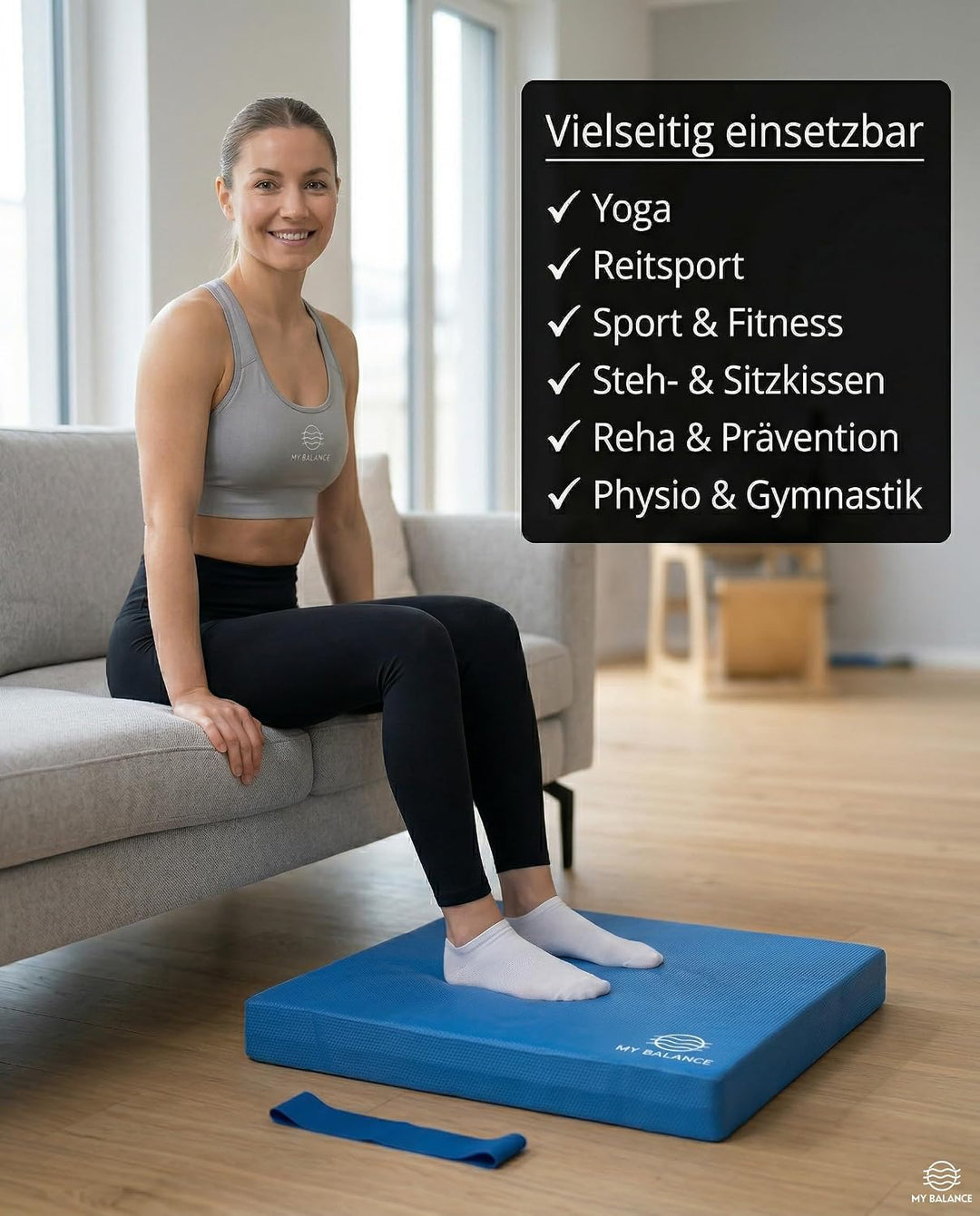 XXL - Balance Pad inkl. Widerstandsband I Hochwertiges Balancekissen mit E-Book I Stärkt deine Balan