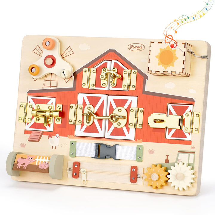 Joyreal Montessori Busy Board - Bauernhof Thema Motorikbrett Activity Board Motorikboard Montessori
