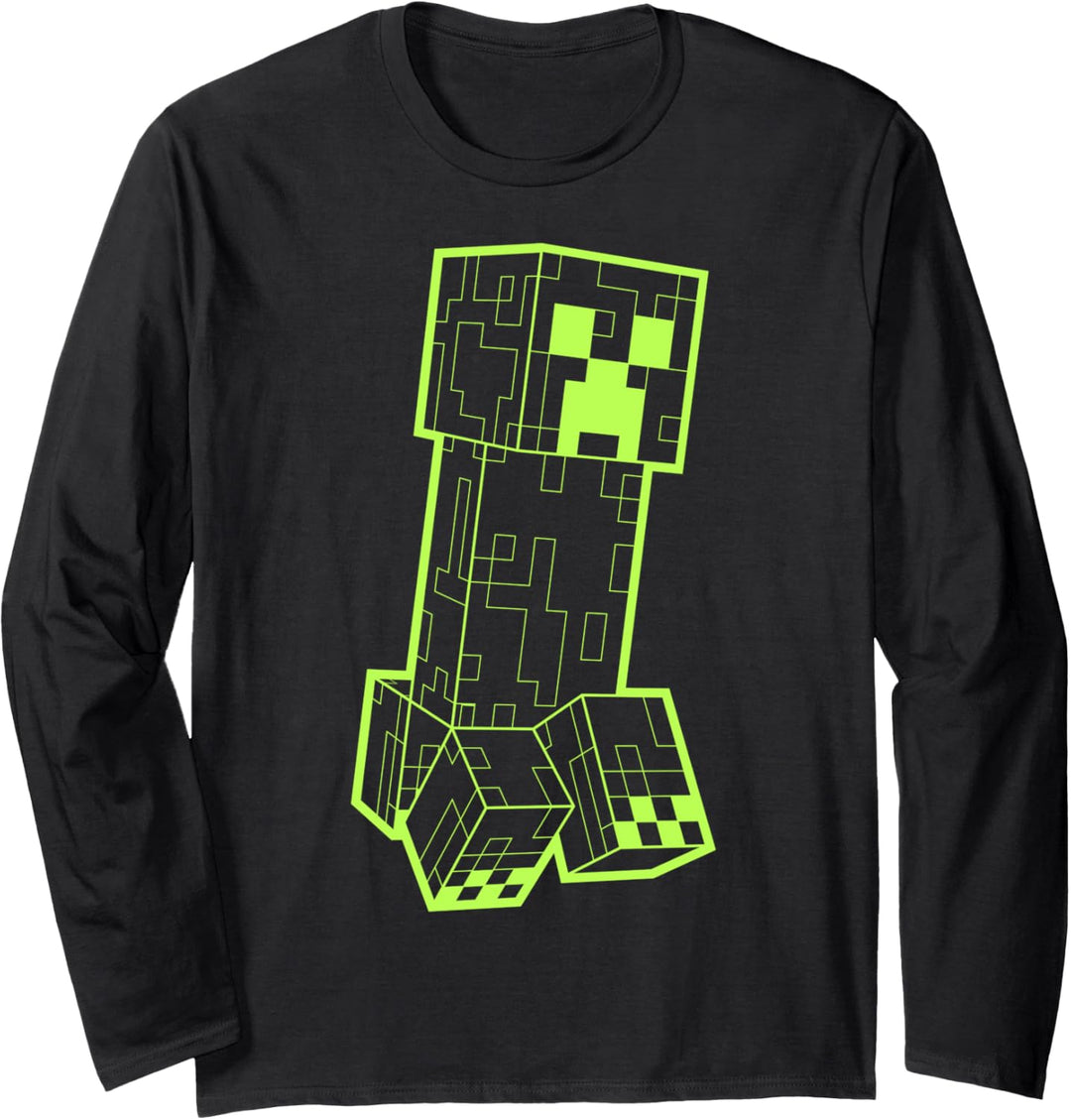 Minecraft Big Creeper Outline Poster Langarmshirt