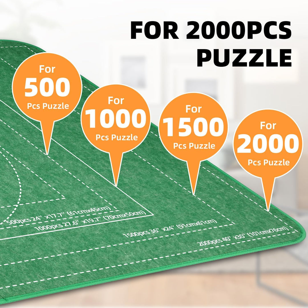MOZOOSON Faltbares Puzzlebrett, Puzzlematte 2000 Teile mit Abdeckung, Puzzle-Aufbewahrung 41.3x31.5i