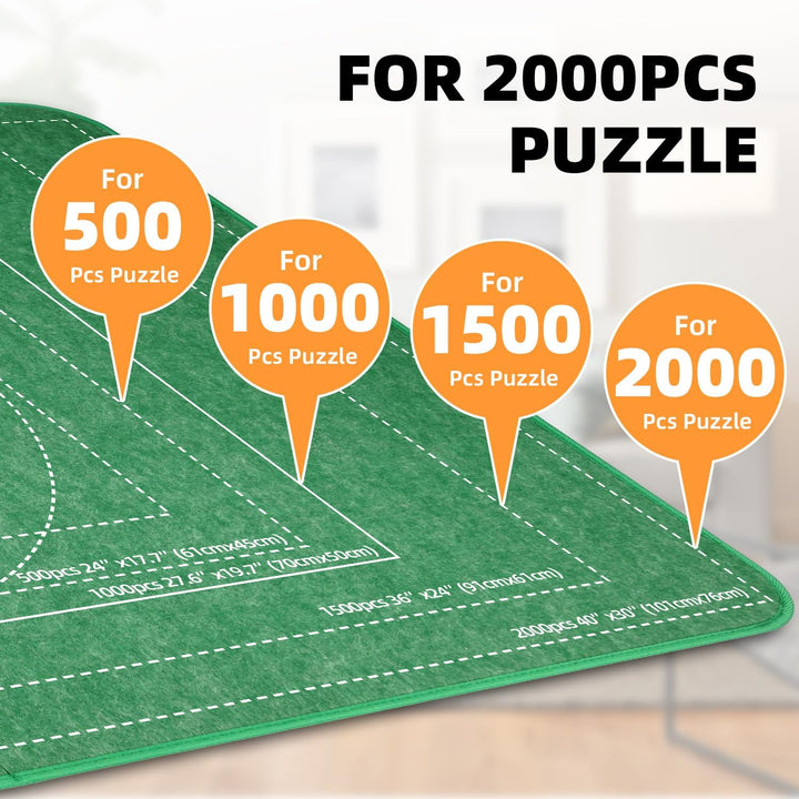 MOZOOSON Faltbares Puzzlebrett, Puzzlematte 2000 Teile mit Abdeckung, Puzzle-Aufbewahrung 41.3x31.5i