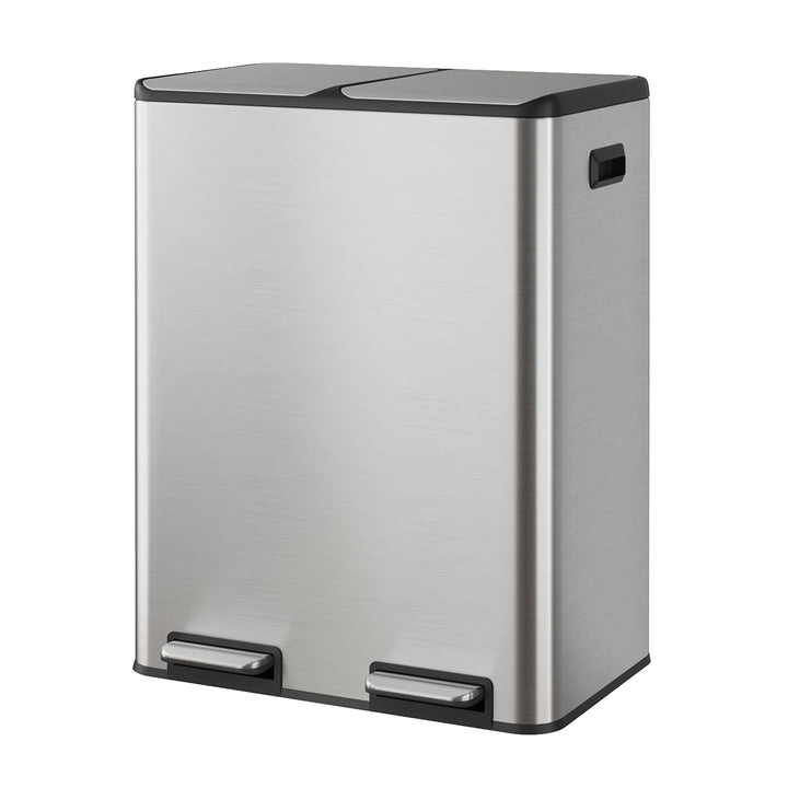 WLIVE Mülleimer 2 x 30L (60L Gesamtvolumen),Mülleimer Küche,Edelstahl Mülltrennsystem mit Mülleimer