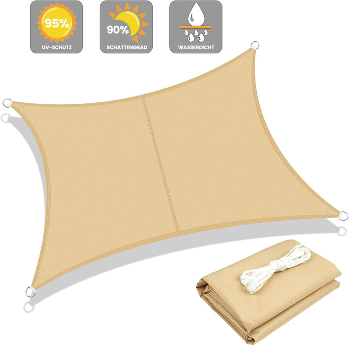 LOVE STORY Sonnensegel Wasserdicht 2.5x2.5m Segeltuch UV95% für Terrasse | 160g/m² PES Segel,Quadrat