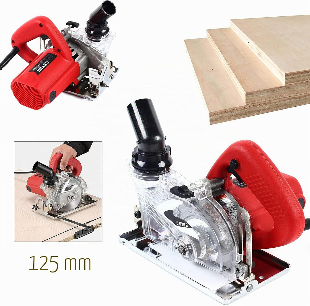 Mauernutfräse 1800W, Staubfreie Schlitzfräse mit Schneidmessers 125 mm 18000 U/min Stofftasche Sechs
