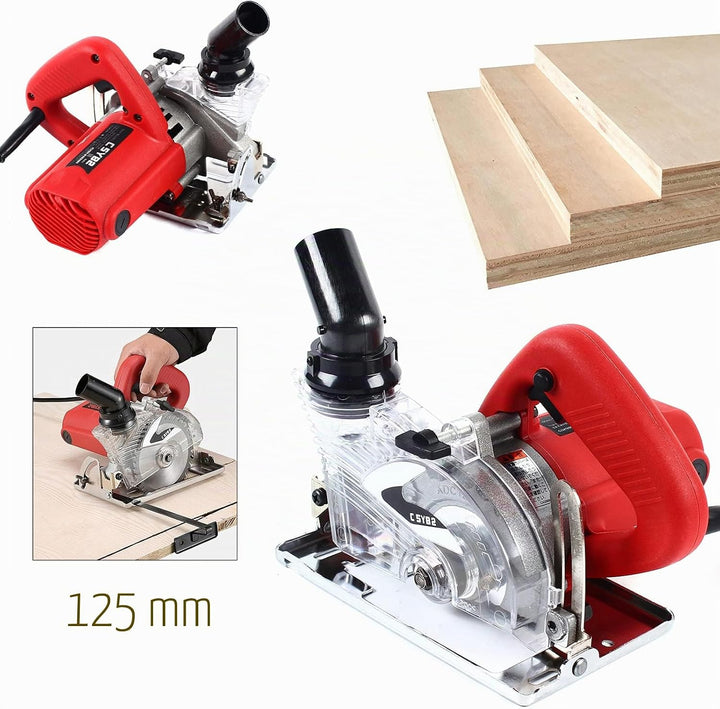 Mauernutfräse 1800W, Staubfreie Schlitzfräse mit Schneidmessers 125 mm 18000 U/min Stofftasche Sechs