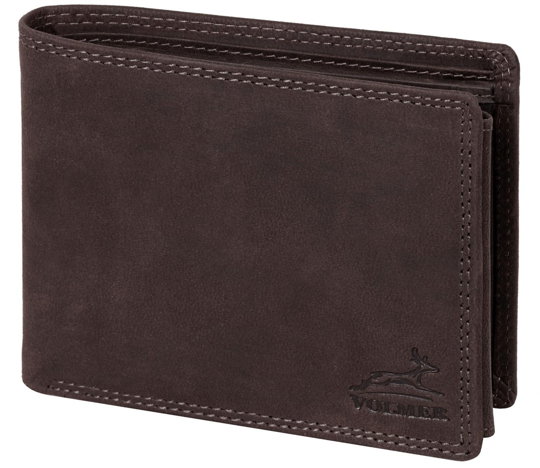 Fa.Volmer ® Leder Geldbörse Herren - extra-stabile Doppelnaht - 9 Fächer für Kreditkarten - Querform