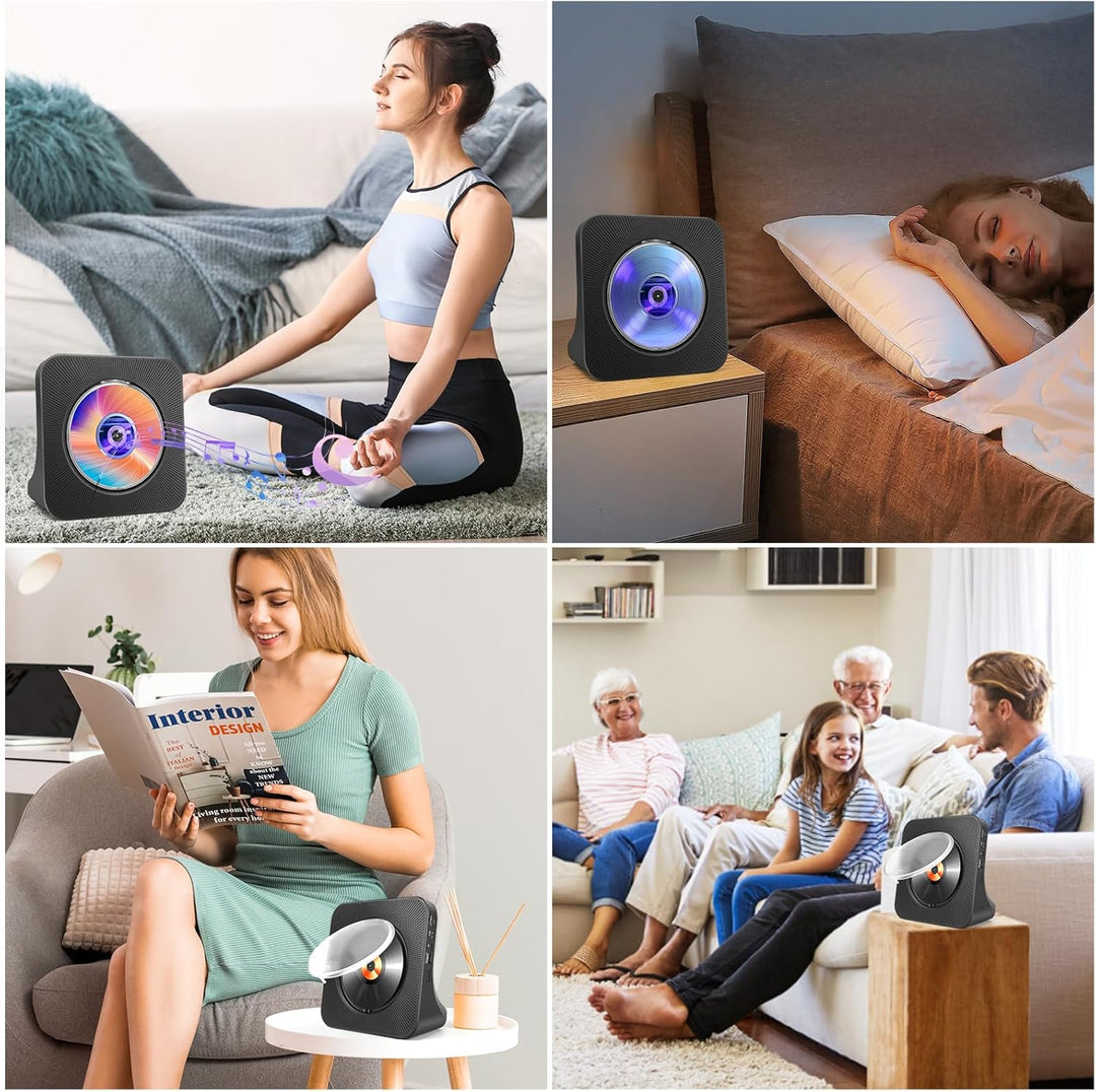 Tragbarer CD-Player für Zuhause mit Lautsprechern - Bluetooth Desktop CD-Player Eingebaute HiFi-Laut