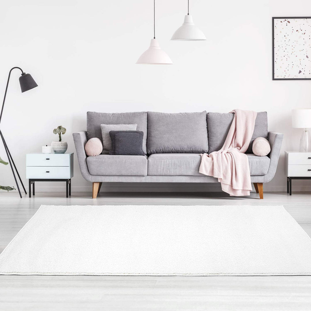 carpet city Teppich-Läufer Einfarbig Uni Flachfor Soft & Shiny in Weiss für Wohnzimmer; Grösse: 80x1