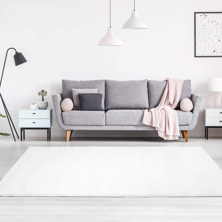 carpet city Teppich-Läufer Einfarbig Uni Flachfor Soft & Shiny in Weiss für Wohnzimmer; Grösse: 80x1