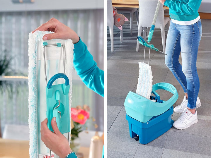 Leifheit Bodenwischer Profi XL mit 2 Wischbezügen, 1x Mikrofaser Bezug für alle glatten Böden und 1x
