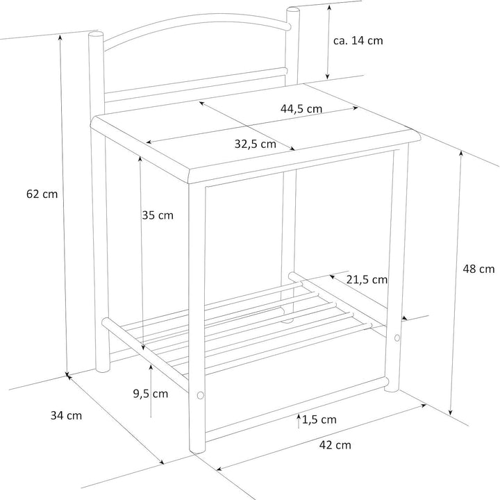 Homestyle4u 551, Nachttisch Nachtkonsole Nachtschrank Metall Beistelltisch Schrank Tisch