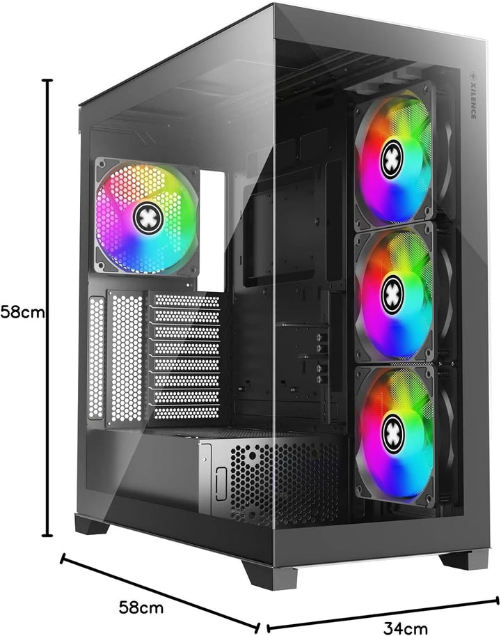 Xilence X818.ARGB XILENT Gleam Gaming PC Gehäuse, 4X 140mm ARGB Lüfter, ATX Midi Tower Case, Aquariu