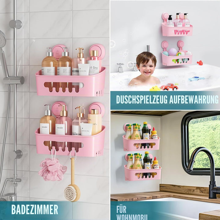 TAILI Duschablage mit Saugnapf, Wandmontage, Bad-Organizer, Regal für Shampoo, Duschgel, Kunststoff-