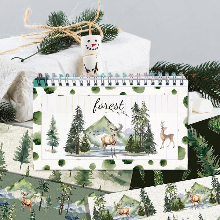Waldmuster Scrapbooking Papier 30x30 cm, 24 Blatt/12 Designs Doppelseitiges Bastelpapier, Weihnachts