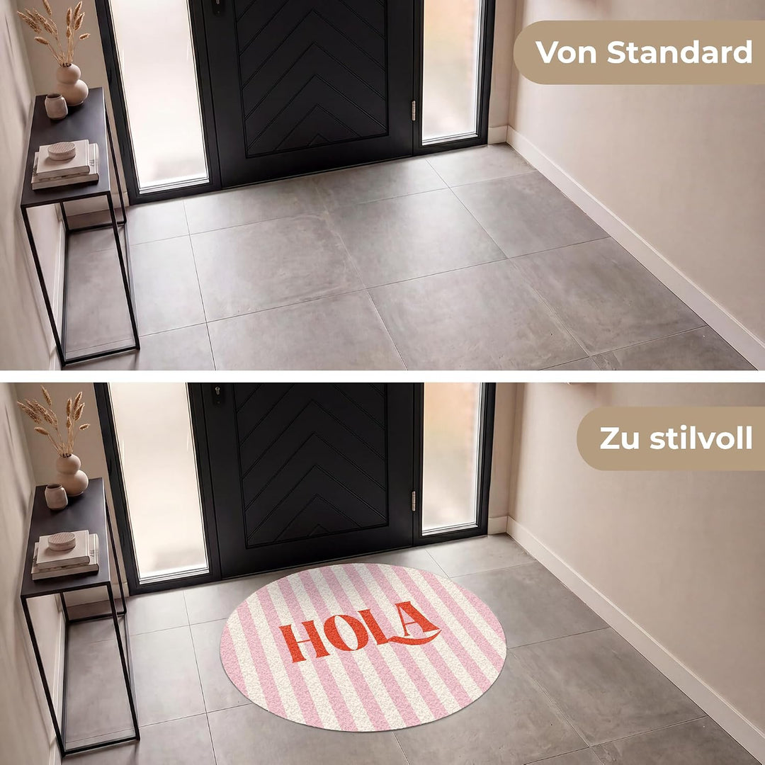 MuchoWow© Fussmatte 120 cm innen Sauberlaufmatte Fussabstreifer Türvorleger | Rund - Schmutzfänger F