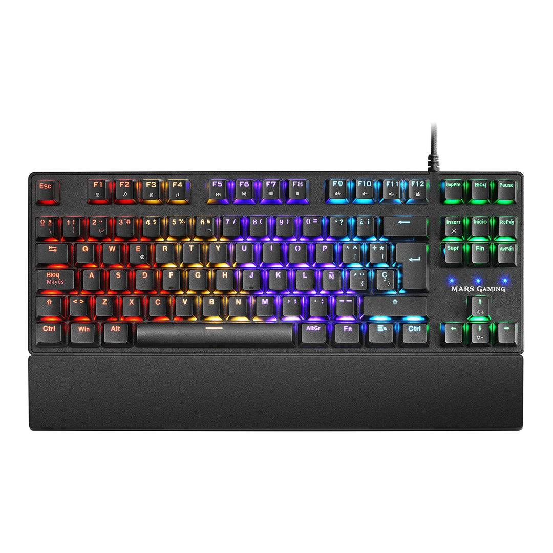 Mars Gaming MKXTKLLRES, Ultra-Kompakte Mechanische Tastatur TKL RGB, Handballenauflage, Schalter OUT