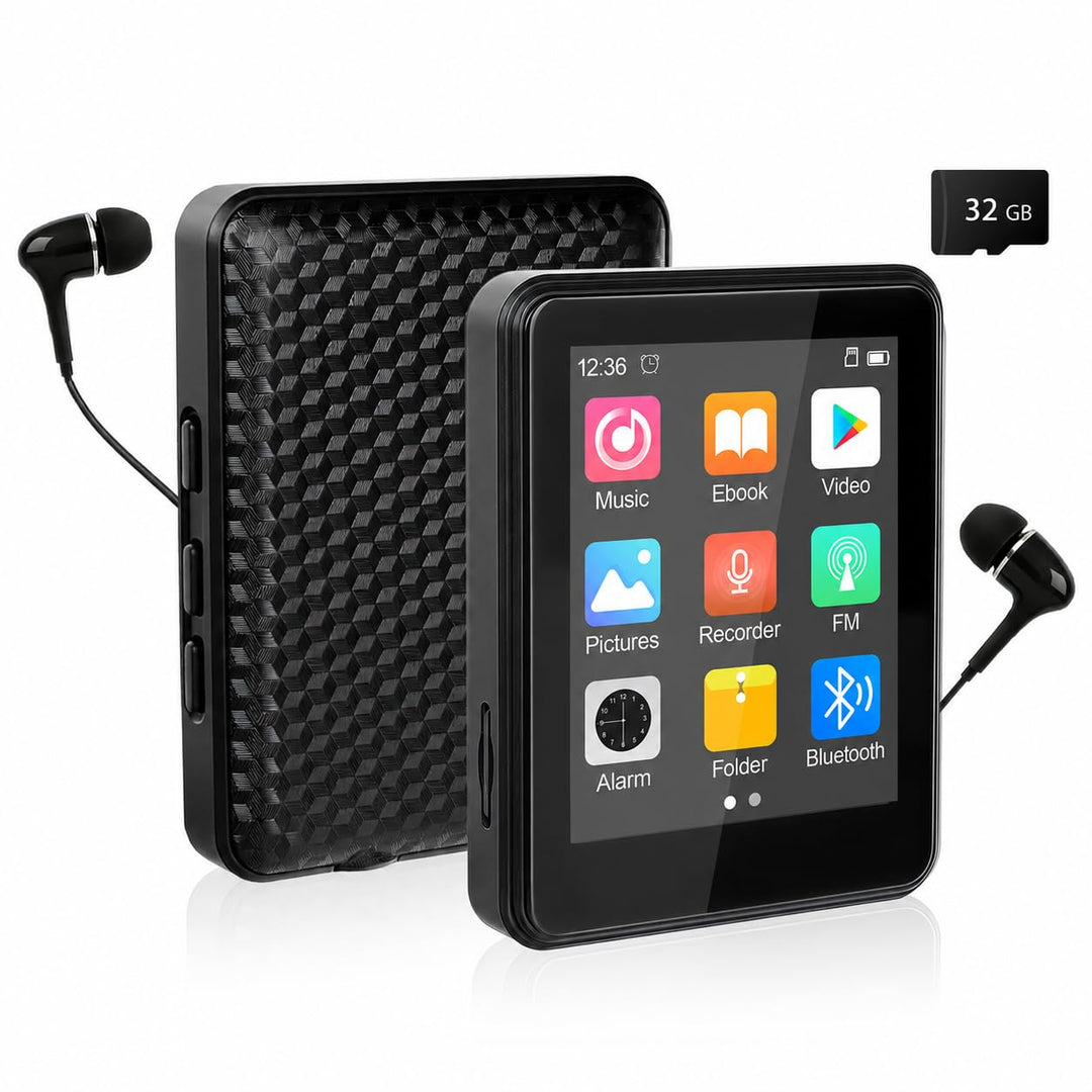 32GB MP3 Player Bluetooth 5.2 mit Lautsprecher Schwarz 2.4”, Schwarz 2.4”