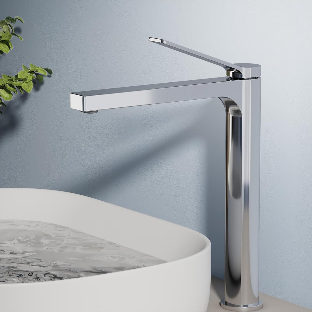 EMKE Wasserhahn Bad Chrom, 335 x 233 x 46 mm, Messing, Keramikkartusche, Badarmatur, Mischbatterie W