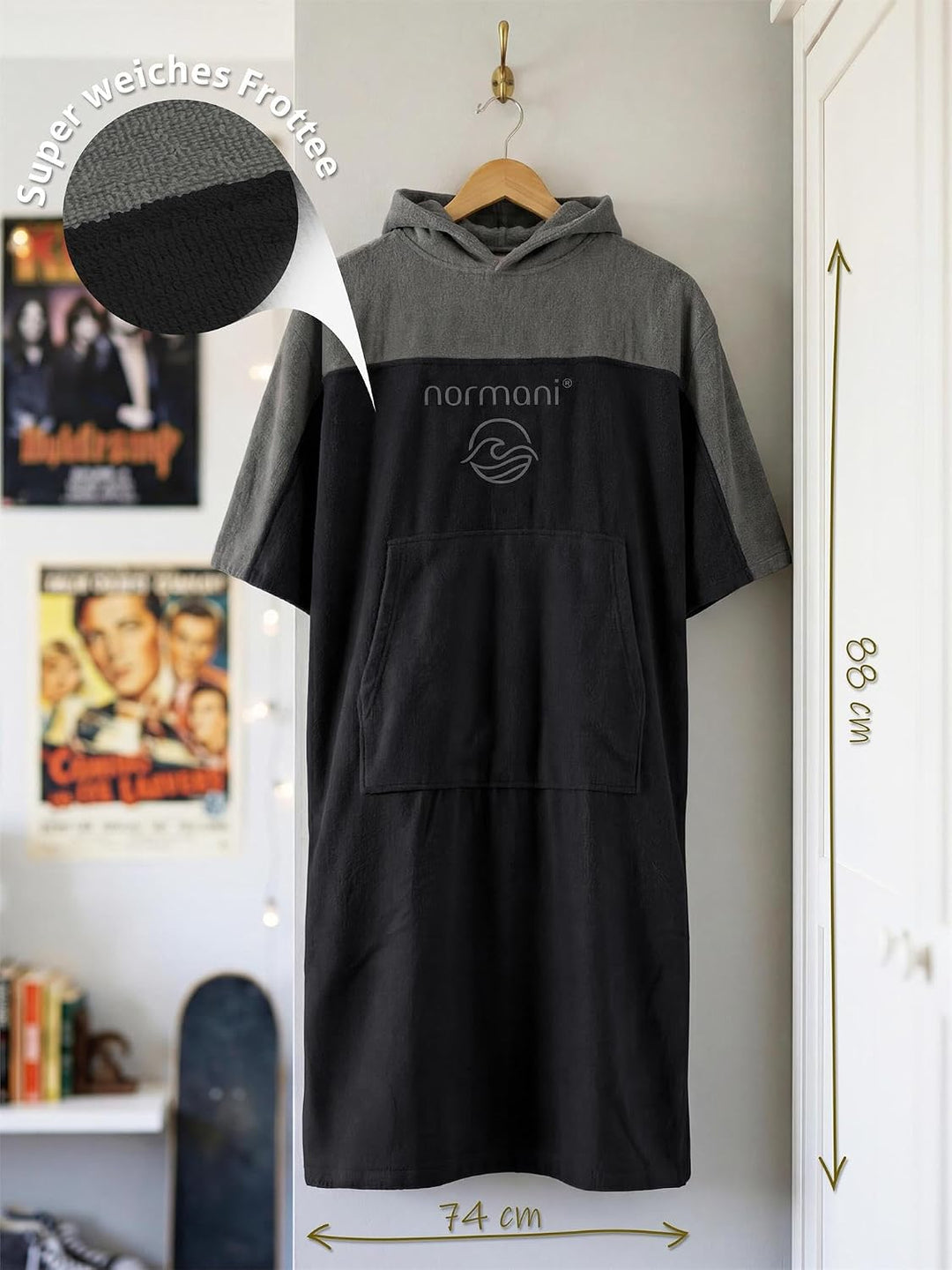 normani Teenager Frottee Badeponcho aus Bio-Baumwolle für Jungen und Mädchen - Strandponcho Surfer P
