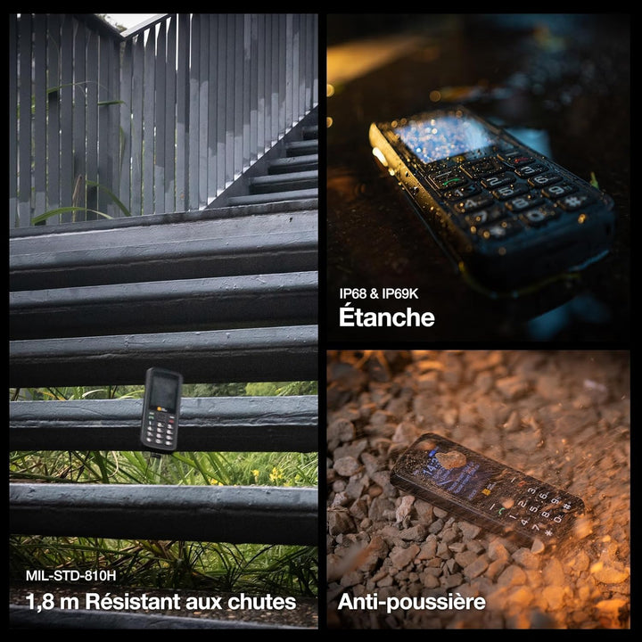 AGM M9 Handy ohne Vertrag, 2.4 Zoll Farbdisplay,Robust, Batterie 1000 mAh,(IP68),Stossfest,Baustelle