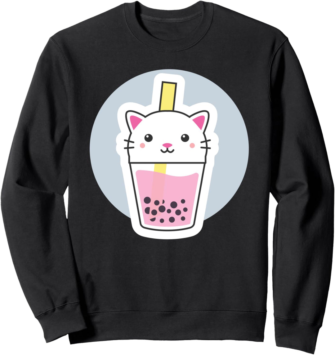 Bubble Boba Tea, Niedliche Kawaii Katze, Japan Anime Manga Sweatshirt
