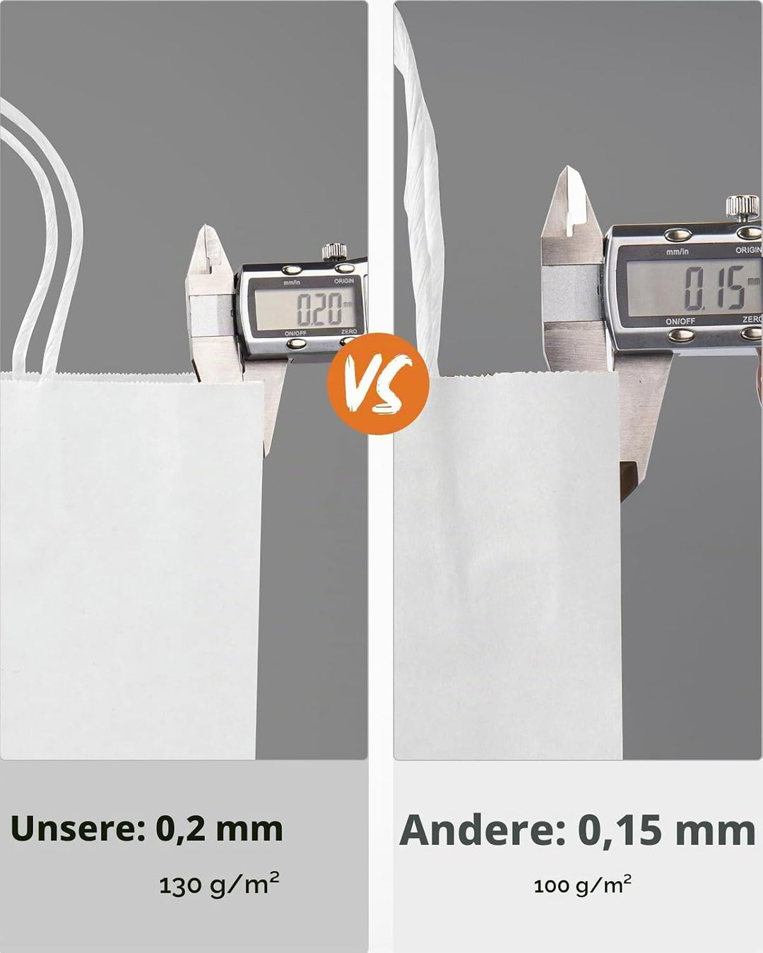 BESCOST Papiertüten, 40 Stück Geschenktüten Weiss, Geschenktüten mit Henkel, 21 x 15 x 8 cm, Papiert